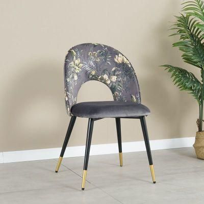 Wholesale Nordic Fabric Floral Back Modern Luxury Design Furniture Dining Chairs