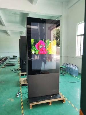 Freestanding Interactive 49inch Double Side Advertising Player Outdoor Totem