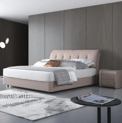 Modern Chinese Bedroom Furniture Super Soft Pastel Color King Bed