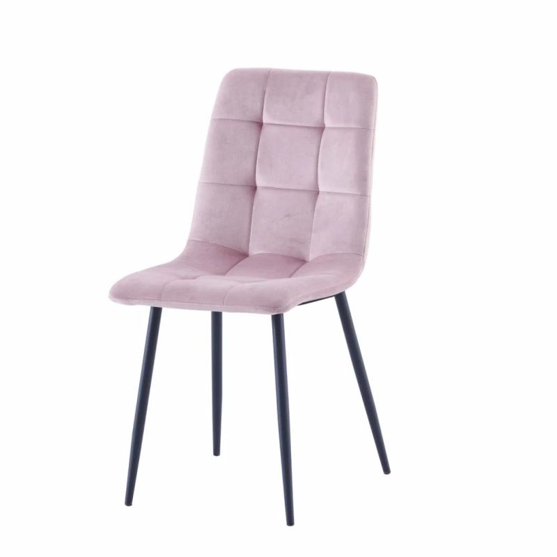 2022 Most Best Selling Economic Small Velvet Dining Chair with Black Metal Legs