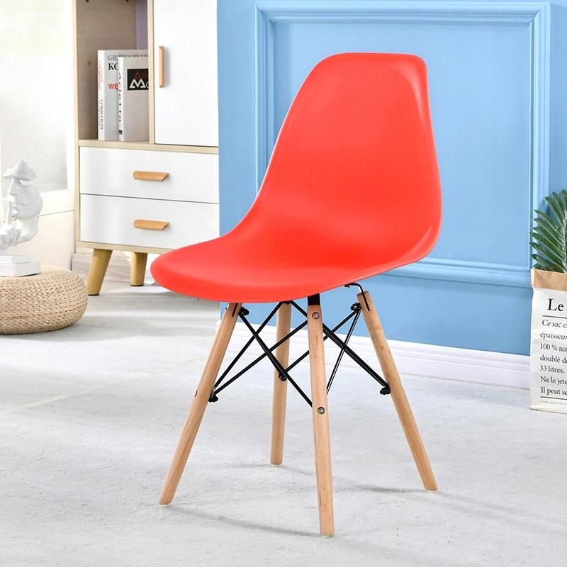 Furniture Wholesale Wooden Leg Dining Chair Yellow Plastic Nordic Eiffel Chair Dining Room Sets Wood Chairs