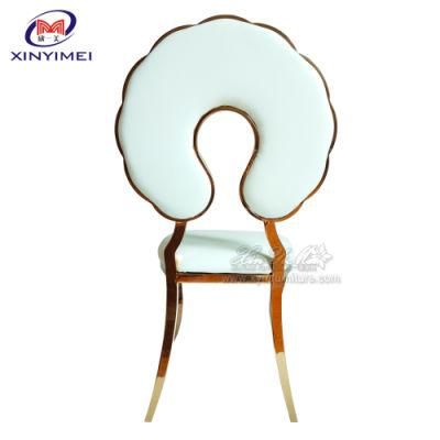 Imported Gold Stainless Steel Frame White Leather Dining Chairs for Sale