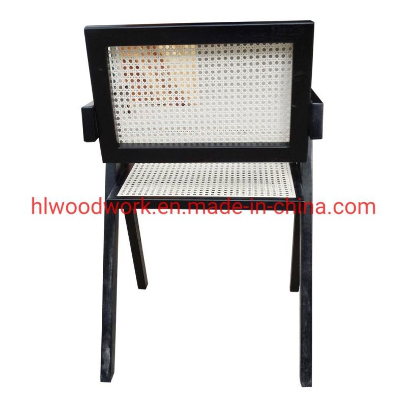 K Style Rattan Chair Dining Chair Ash Wood Frame Black Color Outdoor Chair Resteraunt Chair Hotel Chair