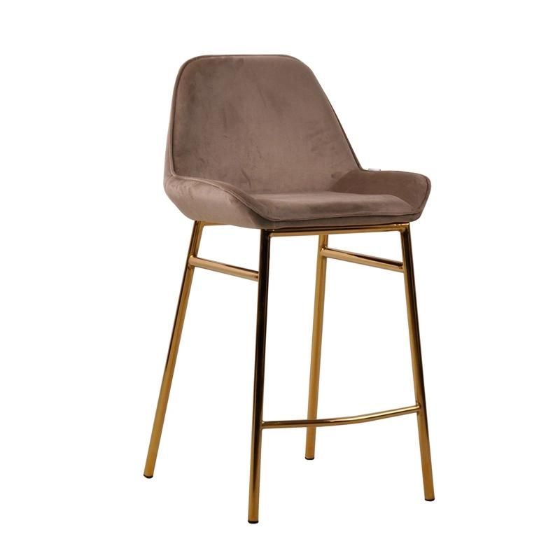 Popular Bar Stool with High Legs Velvet Fabric Bar Stool