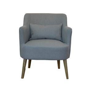 Simple European Style Grey Fabric Upholstered Tapered Leg Chair