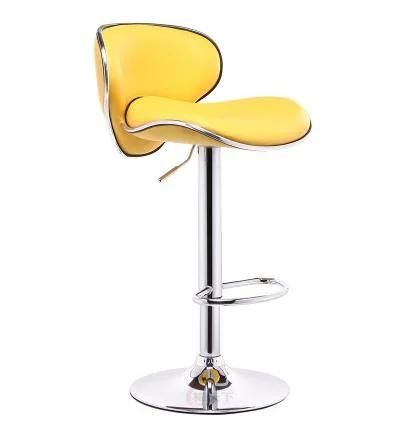 Modern Fabric Lifting 360 Swivel Barstool Faux Leather Overstuffed Comfortable Bar Chair with Metal Base