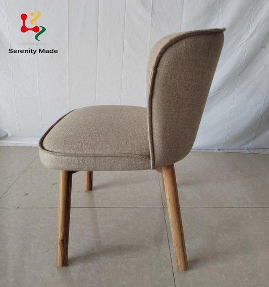 Modern Simple Design Armless Fabric Dining Chair with Wooden Legs