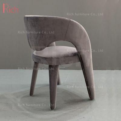 European Scandinavian Nordic Upholstered Dining Chair Danish French Holland Popular Velvet Fabric Accent Chair Hotel