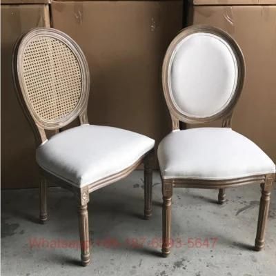 French Vintage Upholstered Fabric Dining Side Chair in Beige