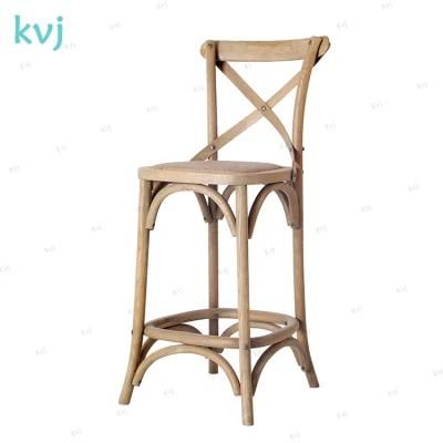 Kvj-7003 Vintage Rustic Wooden Crossback Bar Stool