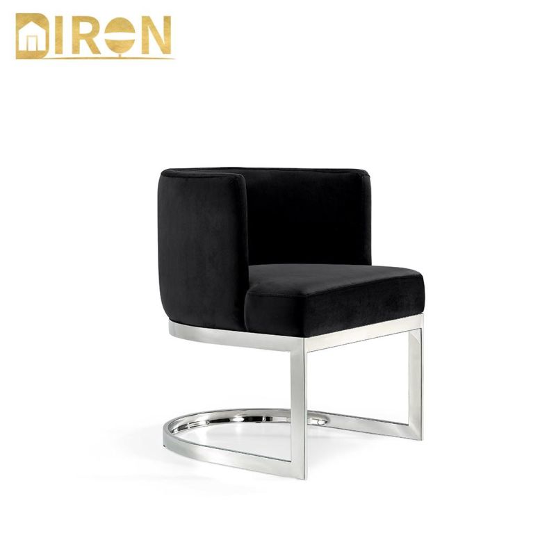 Modern Room Stainless Steel Dining Chair European Cheap Fabric Dining Chair