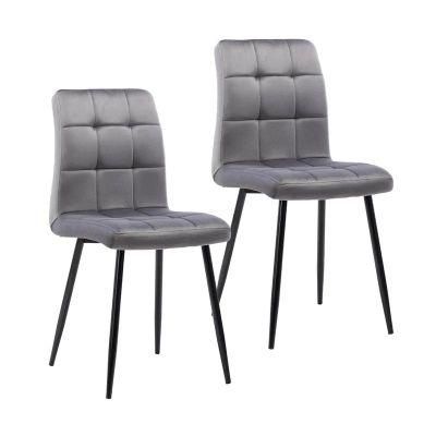 Commercial Modern Restaurant Furniture Fabric Grey Wooden Dining Chairs