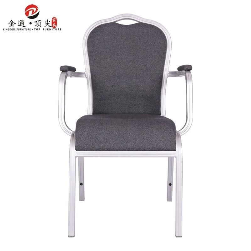 Wedding Hall Furniture Luxury Stacking Steel Aluminium Banquet Chair with Arms