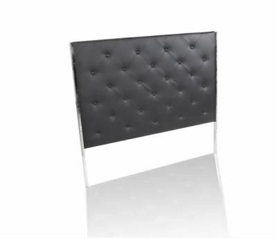 King Queen Size Hotel Bed Fabric Upholstered Headboard with Stainless Steel Side