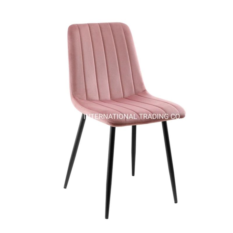 The Hot Selling Long Fur Velvet Hot Sale Fabric Black Painting Leg Leisure Dining Chair