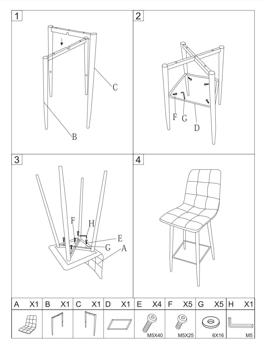 Modern Design Comfortable Fabric or PU Bar Chair Bar Stool Dining Leisure Chair