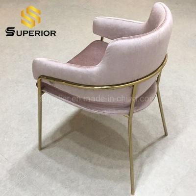 Customized Contemporary Simple American Style Pink Velvet Dining Chairs