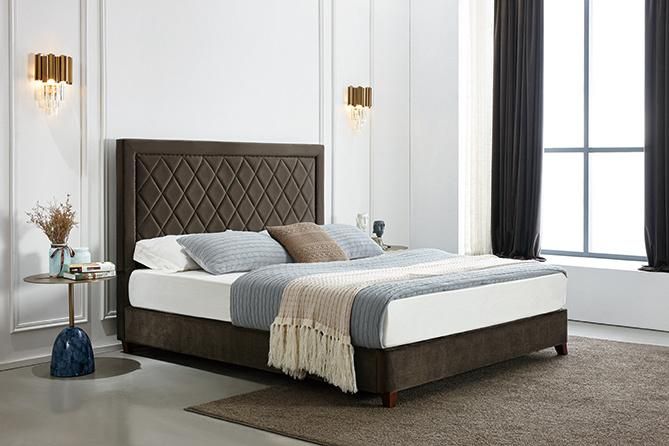 Modern Italian Brand Design Bedroom Furniture Fabric 1.5m 1.8m California King Size Bed Set Velvet Bed Frame Luxury Bed