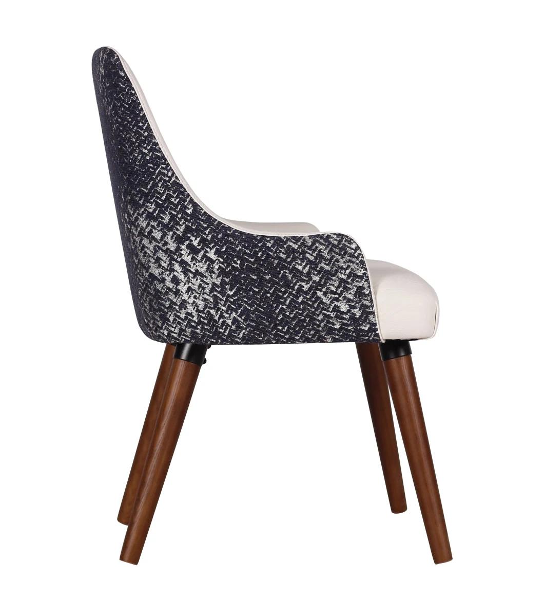 Modern Restaurant Knocked Down Wood Legs Fabric Upholstery Dining Chair