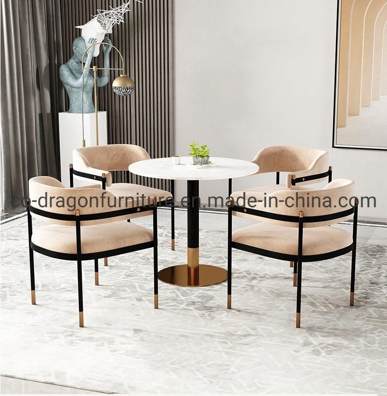 Modern High Quality Metal Fabric Leisure Dining Chair with Arm