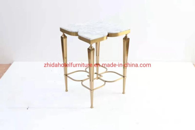 High Quality Coffee Round Marble Dining Table with 304 Stainless Steel Legs