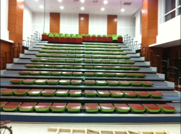 Jy-765 Telescopic Platform Bleacher Retractable Seating Solution System Electric Grandstand Fabric Seat Flip up Chair