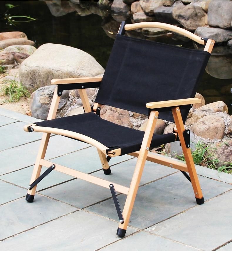 Outdoor Patio Solid Wood with Durable Canvas Fabric Folding Chair