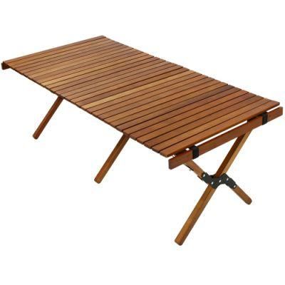 Camping Wooden Foldable Table Bamoo Egg Roll Table