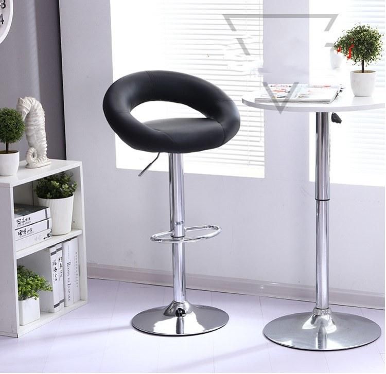 PU Leather Adjustable Stools Height Swivel Stool Bar Chairs with Chrome Leg