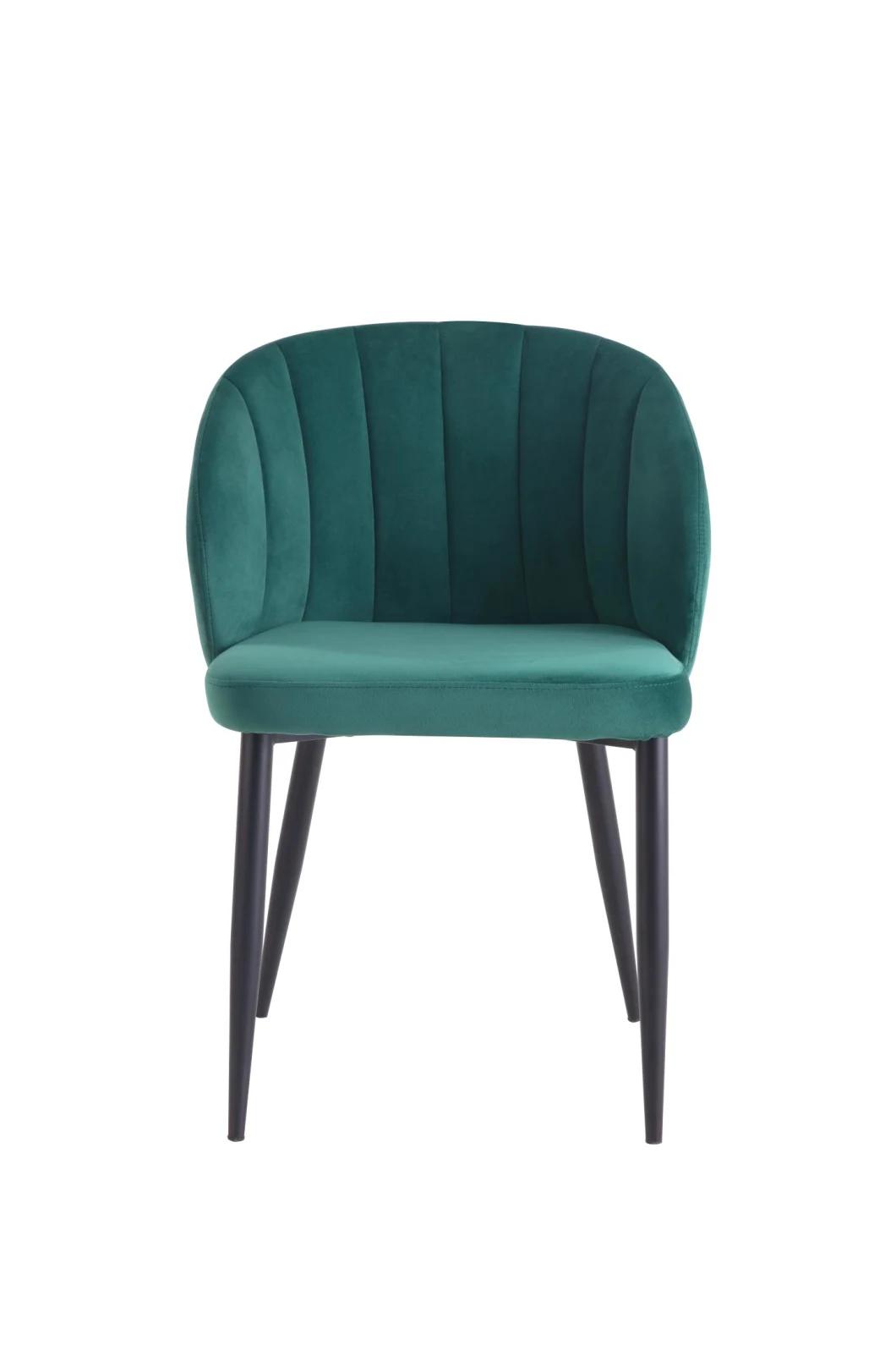 Modern Style Colorful Fabrics Chair with Metal Leg High Back Quality Restaurant Velvet Dining Chair