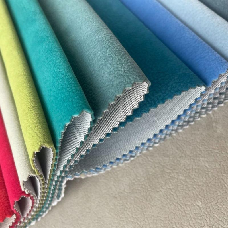 China Colorful Nylon Flock Mat Functional Sofa Fabric Double Flocking Water Repellent Easy Cleaning Upholstery Fabric (JX008.)