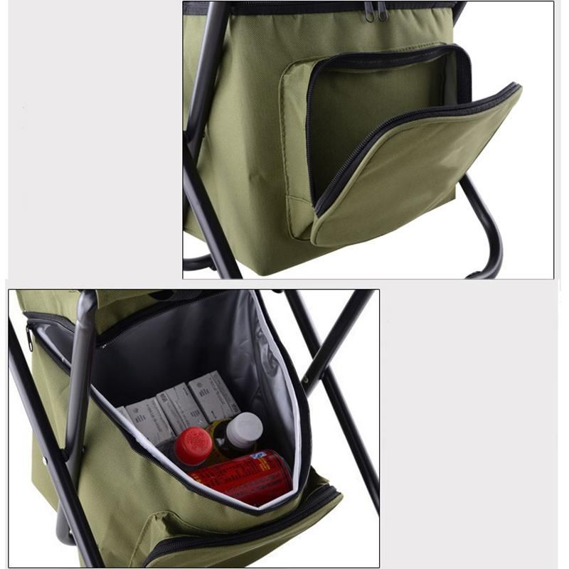 Outdoor Travel Camping Folding Fishing Chair with Insulated Cooler Bag