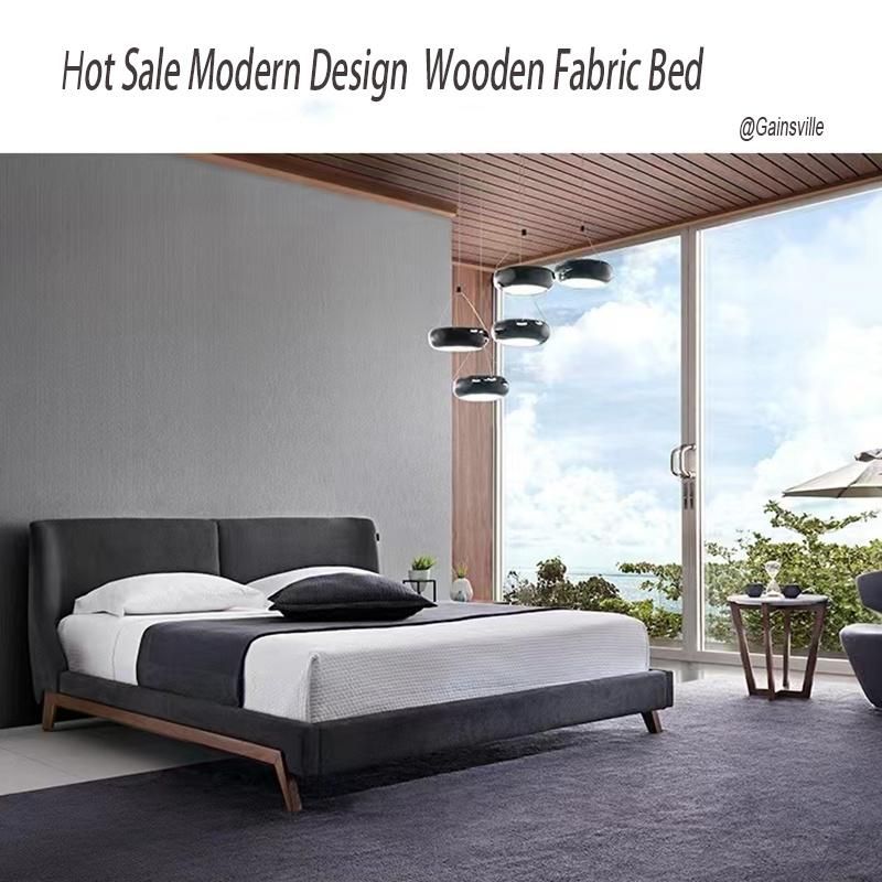 Modern Design Wooden Fabric Bed Home Furniture Set Interior Wall Bed