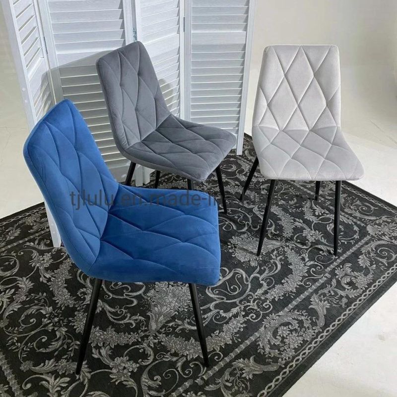 Modern Upholstered Leather Metal Chairs Fabric Leather Italian Designer Velvet Iron Frame Dining Chair