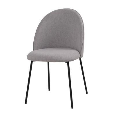 Breathable Linen Grey Fabric Chair with Precision Sewing Thread Back Family Restaurant Dining Chair