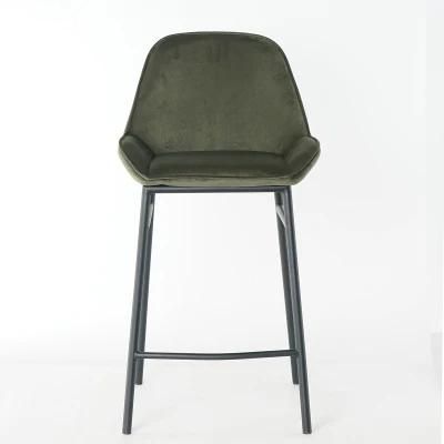 Popular Bar Stool with High Legs Velvet Fabric Bar Stool