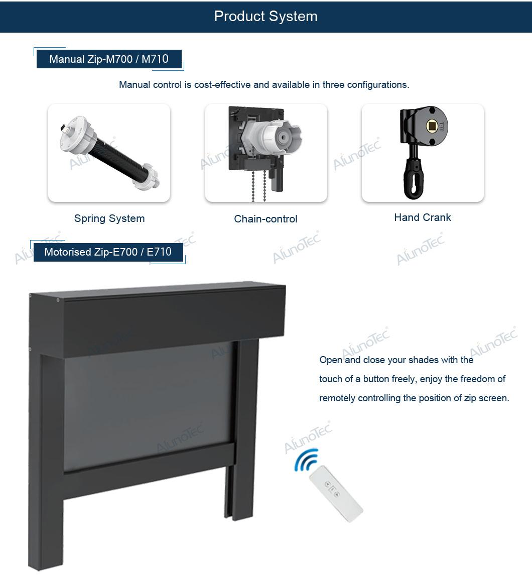 Manual Motorized Vertical Curtain Outdoor Garden Zipscreen Aluminum Roller Blinds Zip Screen