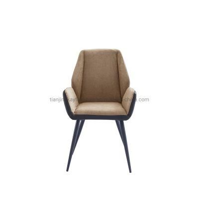 Modern Grey Fabric+PU Design Dining Chair with Dark Grey Four Legs