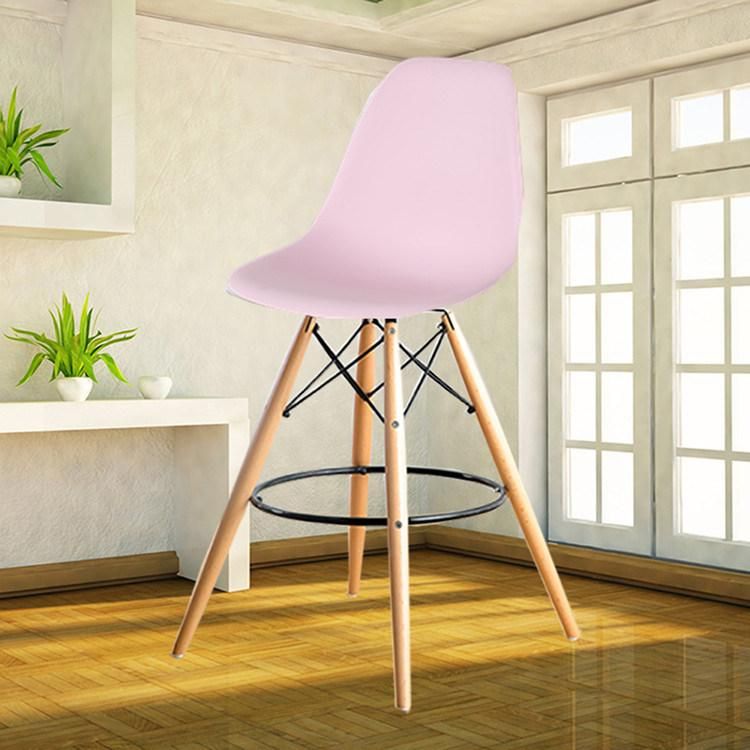 Restaurant Modern Sillas De Bar Nordic PP Home Side Bar Stool Plastic Bar Chair with Wooden Leg