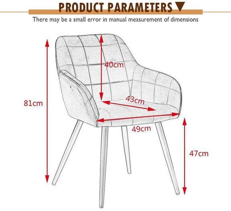 Wholesale Modern Luxury High Back Soft Back Fabric Dining Room Chair with Metal Legs