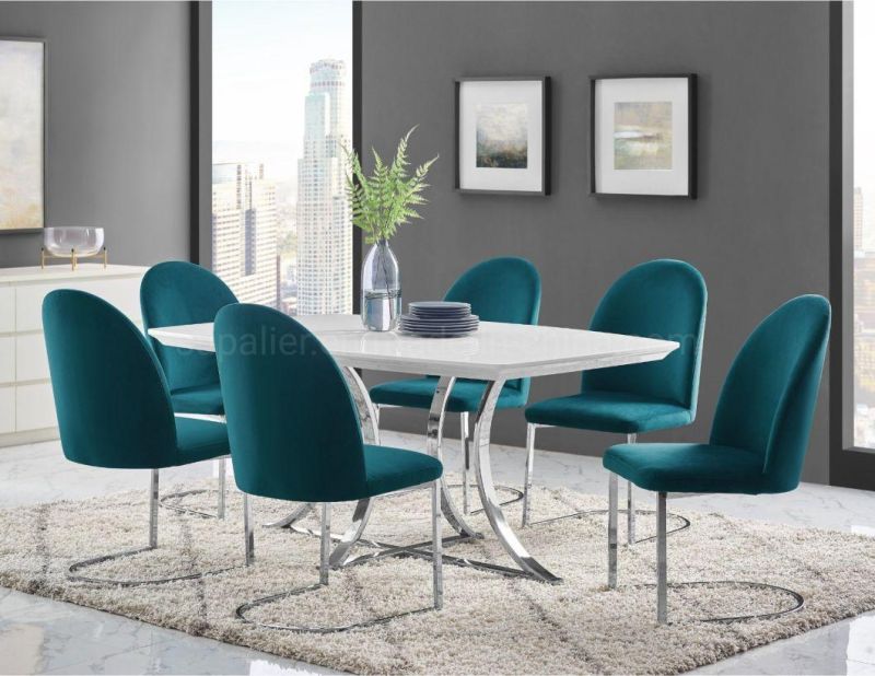 Factory Selling Modern American Fabric Dining Room Chair with Metal Leg