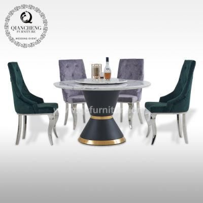 Dark Brown Velvet Fabric Stainless Steel Metal Leg Dining Chairs