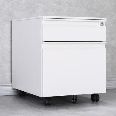 Modern File Cabinet Locking Filling Cabinet with 2 Drawers 5 Wheels Vertical Metal Storage