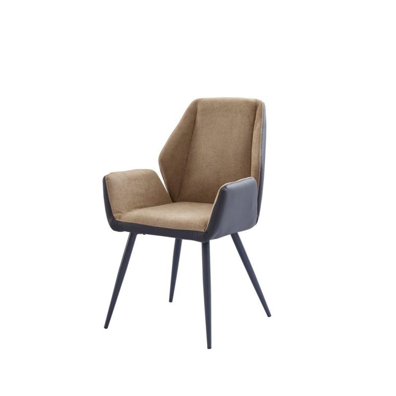 Modern Grey Fabric+PU Design Dining Chair with Dark Grey Four Legs