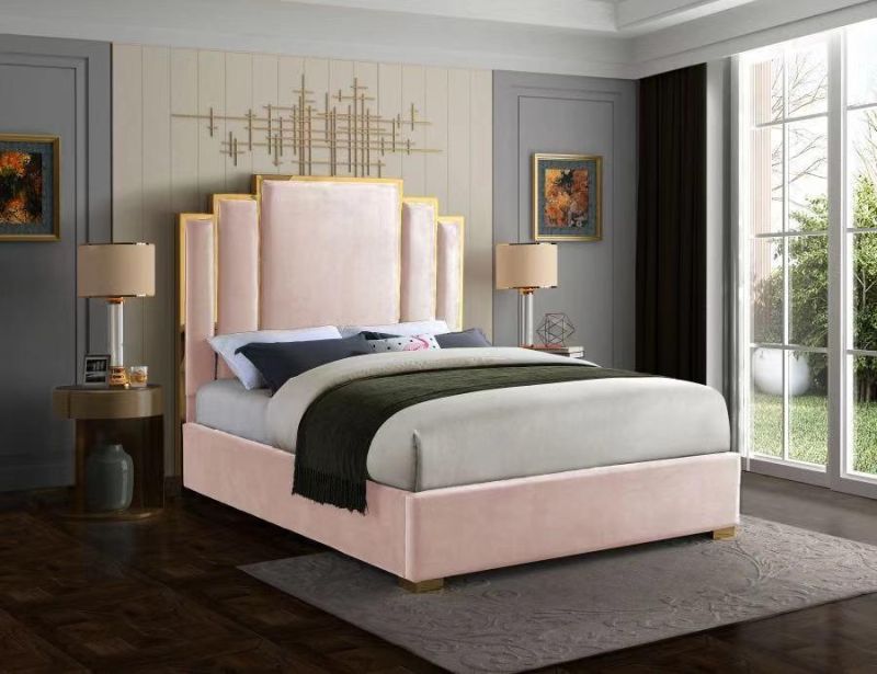 Upholstered Bed with Fabric for Bedroom Furniture B2110