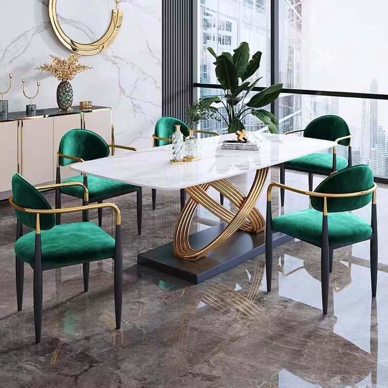 Modern Luxury Velvet Fabric Dining Chairs with Flannel Seat Cushion