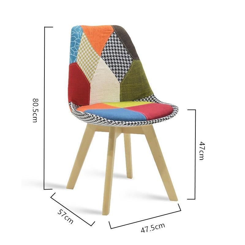 Wholesale Custom Fabric Cover Patchwork Chair Beech Legs Dining Chair