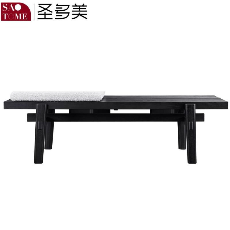 Modern Hotel Furniture Black Wooden Fabric Bed Bench