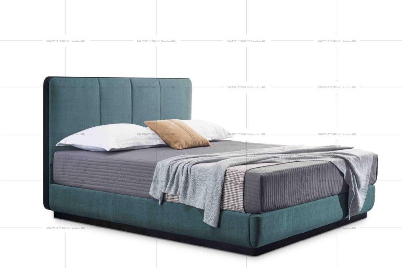 Gainsville Modern Style Design Soft Fabric Double Size Wall Bedroom Set in Bedroom Furniture