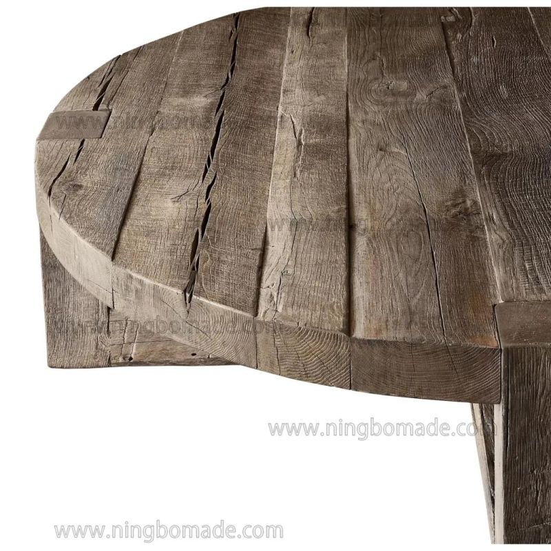 Rough-Hewn Planks Furniture Rustic Nature Reclaimed Oak Round Coffee Table